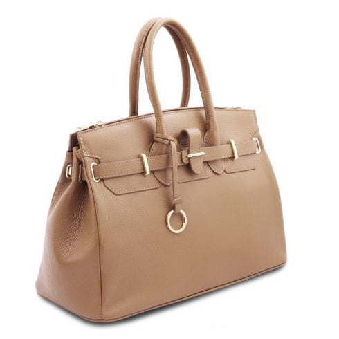 TL Bag - Leather handbag with golden hardware